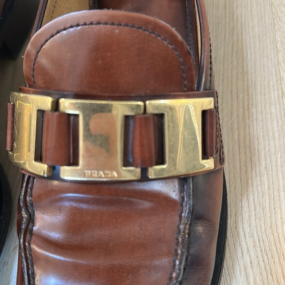 Prada Brown Leather and Golf Hardware Loafers - size 39 - Picture 3 of 6